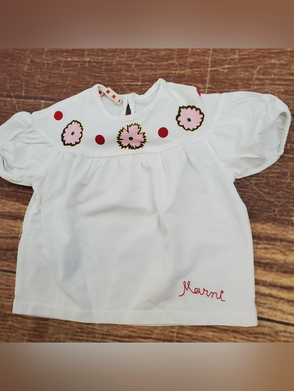 Marni Kids White Floral Puff Sleeve Blouse sz  12M